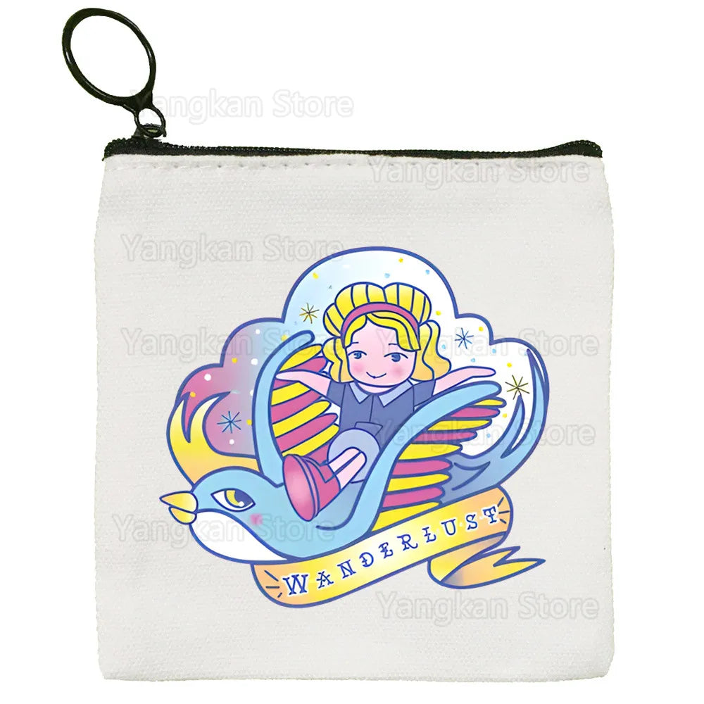 Kawaii Polly Pocket Bag Pure White Bag Handmade Cloth  Coin Purse Whiteboard Bag Handbag Good Vibrations