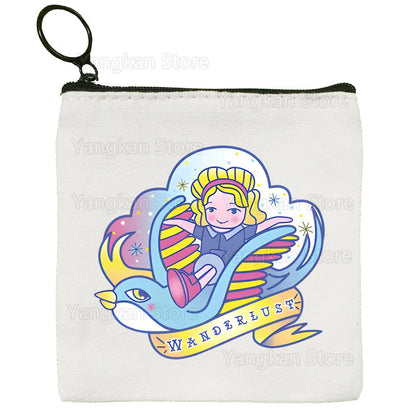 Kawaii Polly Pocket Bag Pure White Bag Handmade Cloth  Coin Purse Whiteboard Bag Handbag Good Vibrations