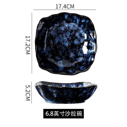 Creative Kiln-Change Bowl and Plate Tableware Home Retro Ceramic Tableware Hotel Dish Plate Rice Bowl Set Home Fish Plate Good Vibrations
