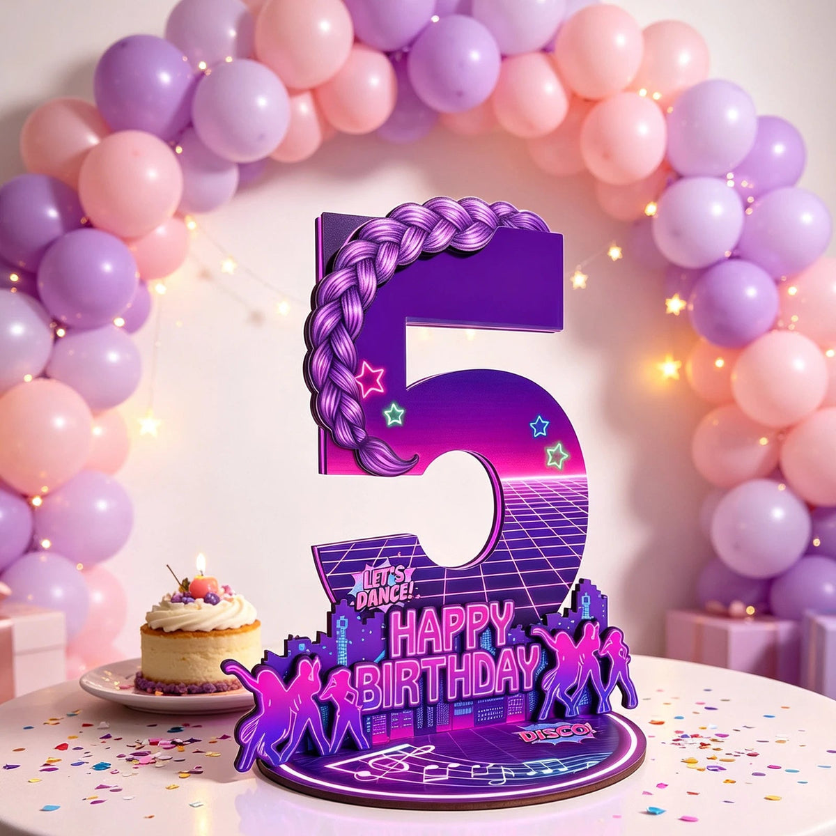 purple disco Music Dance Party Supplies，purple Birthday Centerpiece for Party Decor Wooden Table Photo Prop Number Sign Good Vibrations