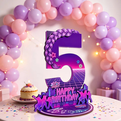 purple disco Music Dance Party Supplies，purple Birthday Centerpiece for Party Decor Wooden Table Photo Prop Number Sign Good Vibrations