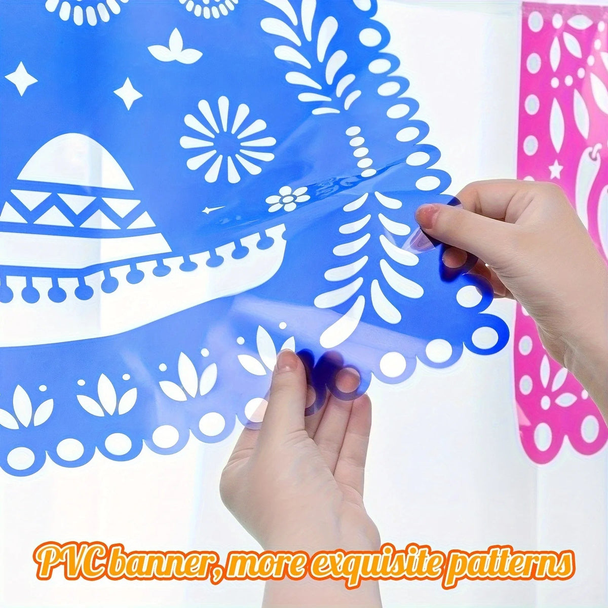 3PCS Mexican Party Decor Set, Vibrant Papel Picado Bunting-Plastic Fiesta Garland for Cinco De Mayo, Wedding, Birthday Carnival Good Vibrations