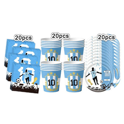 Soccer Party Supplies Superstar Messi Football Birthday Party Decoration Disposable Tableware Tablecloth Plates Cup Backdrop Good Vibrations