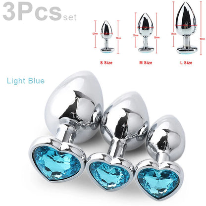 SM 3Pcs/Set Adult Erotic Masturbation Goods Heart Shape Anal Plug Dilator Prostate Massager Fetish Gay Role Play Butt Stimulator GOOD Vibrations