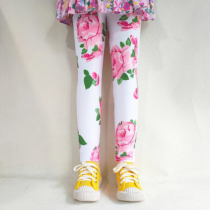 Girls' Leggings Fashion Cartoon Tight Pants Spring and Autumn Baby Girls Slim Fit Flower Leggings Summer Children's Pants Good Vibrations