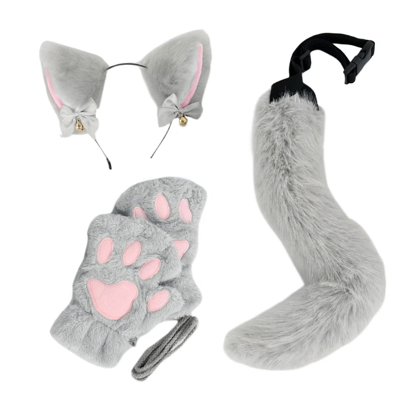 Cats Dress up Costume Includes Headband, Tail, Gloves for Girl Halloween Good Vibrations