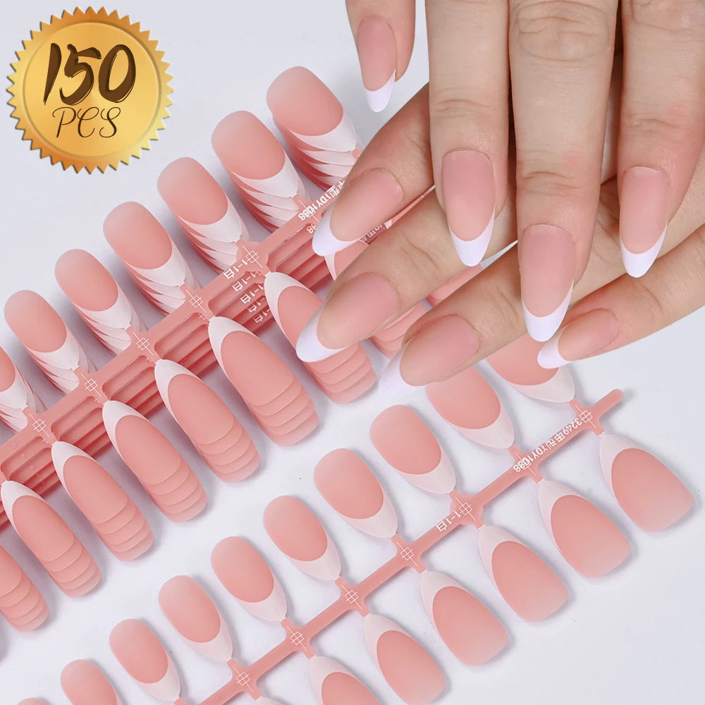 100Pcs Light Pink Press on Nails Short Medium Square Wearable Fake Nails Tips 10 sizes Full Cover False Nails Finger Decoration Good Vibrations