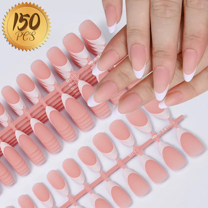 100Pcs Light Pink Press on Nails Short Medium Square Wearable Fake Nails Tips 10 sizes Full Cover False Nails Finger Decoration Good Vibrations