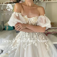 Beach 2025 Off The Shoulder Elegant A-Line Floor Length Backless Wedding Dresses for Women Strapless Simple Applique Bridal Gown Good Vibrations
