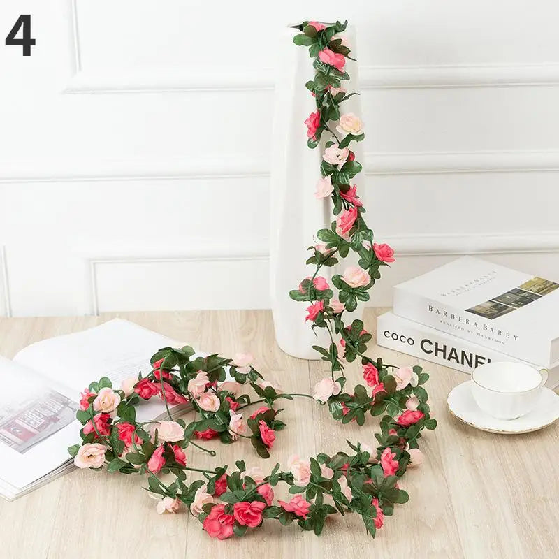 250CM Rose Artificial Flowers Christmas Garland for Wedding Home Room Decoration Spring Autumn Garden Arch DIY Fake Plant Vine Good Vibrations