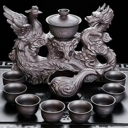Automatic Chinese Kung Tea Fu Set, Bone Teapot China and Tea Set, Cup Travel Teapot, Holiday Gifts, High-end Good Vibrations