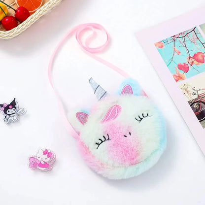 Cute Plush Cartoon Coin Purse Children Girls Shoulder Bag  Unicorn Animals Messenger Bag Kids Keys Coin Purse Mini Handbag Good Vibrations