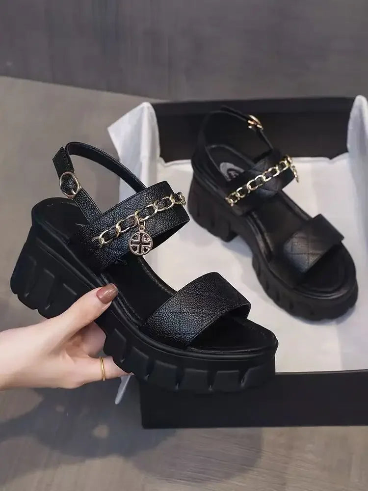 Heeled High Heels Roman Style Pumps Woman Shoes Sabot Sandals for Women Anti Slip Hot Wholesale Summer Offers Shoe Sales Good Vibrations