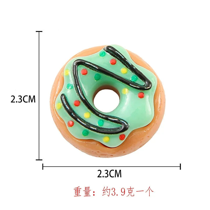 8pcs Kawaii New Cute Mini Donut Flat Back Resin Cabochons Scrapbooking DIY Jewelry Craft Decoration Embellishments Accessories Good Vibrations