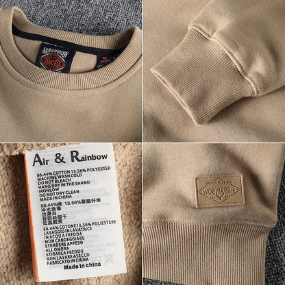 Autumn Winter American Retro Heavyweight Velvet Solid Color Sweatershirt Men's Fashion Pure Cotton Washed Youth Pullover Hoodies Good Vibrations