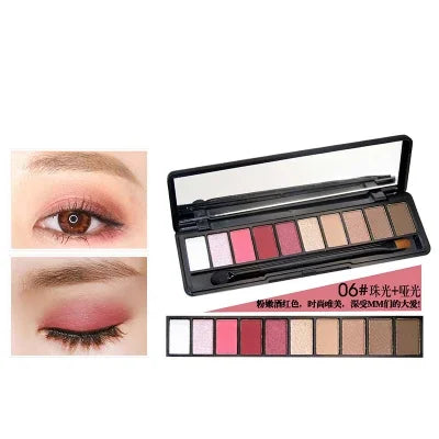 Fashion Eye Makeup Palette Natural Make Up Light 10 Color Nude Eye Shadow Shimmer Matte Eyeshadow Cosmetics Set with Brush Good Vibrations