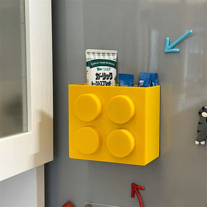 Magnetic Storage Box Building Blocks Storage Rack  Kitchen No-Drill Refrigerator Magnet Storage Box Wall-mounted Container Good Vibrations