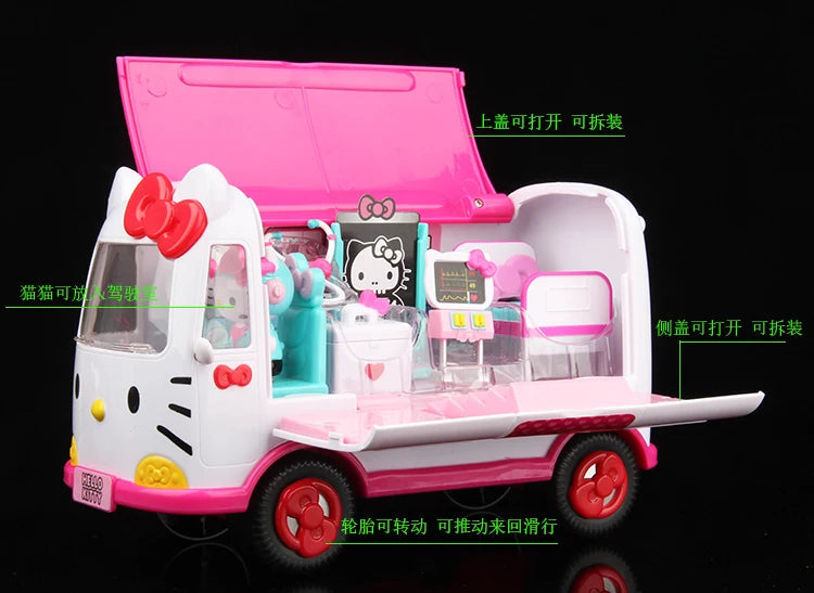 Original Cartoon Hello Kitty Cartoon Plane Ambulance Family Girl Toys Hobbies Action Figures Holiday Gifts for Children Good Vibrations