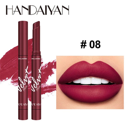 New 8 Colors Makeup Matte Lipstick Waterproof Long Lasting Lip Stick Sexy Red Pink Velvet Nude Lipsticks Make Up Woman Cosmetics Good Vibrations