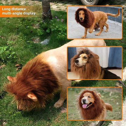 Cute Pet Dog Cosplay Clothes Lion Mane For Dog Costumes Realistic Lion Wig For Medium to Large Dogs With Ear Pet Accessories Good Vibrations