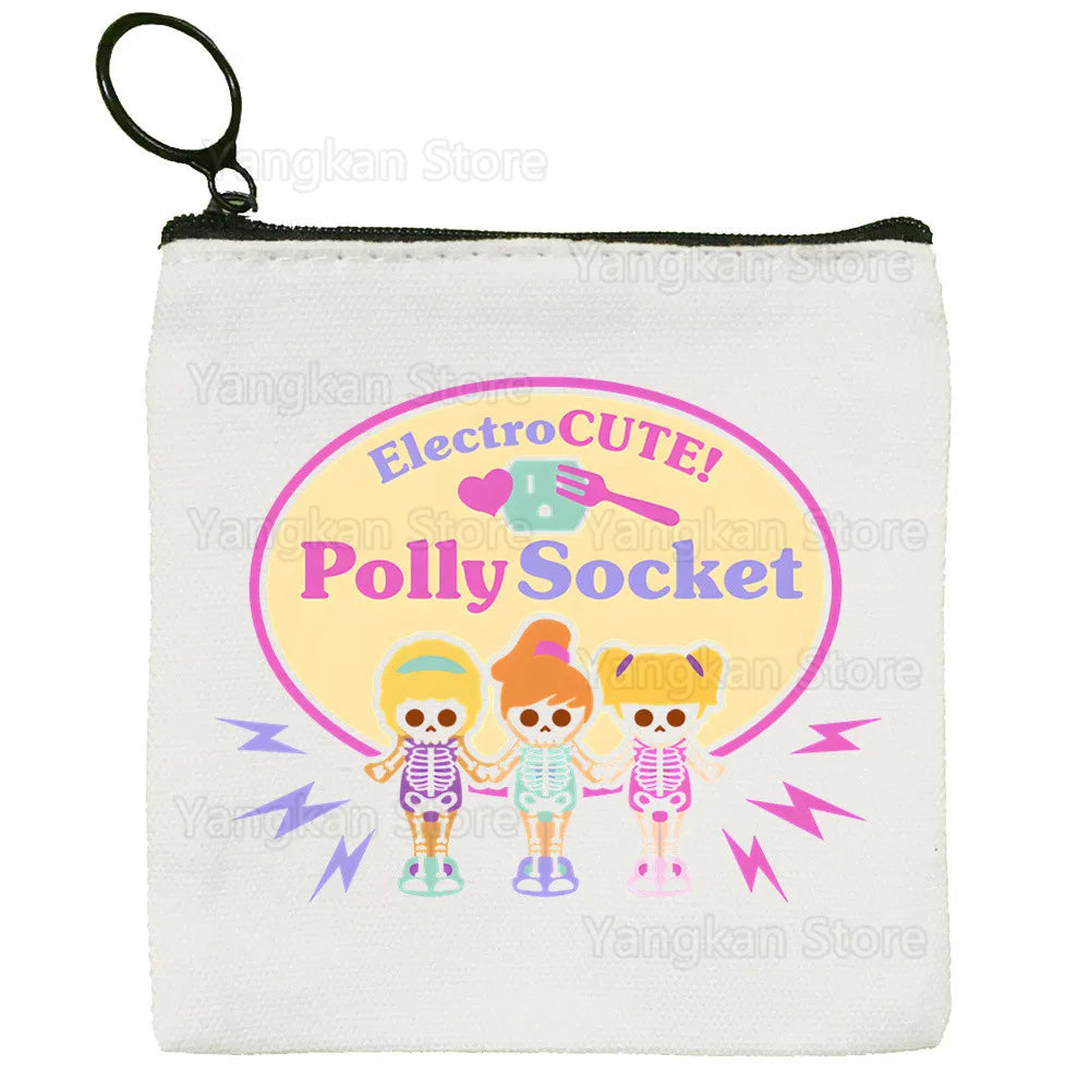 Kawaii Polly Pocket Bag Pure White Bag Handmade Cloth  Coin Purse Whiteboard Bag Handbag Good Vibrations