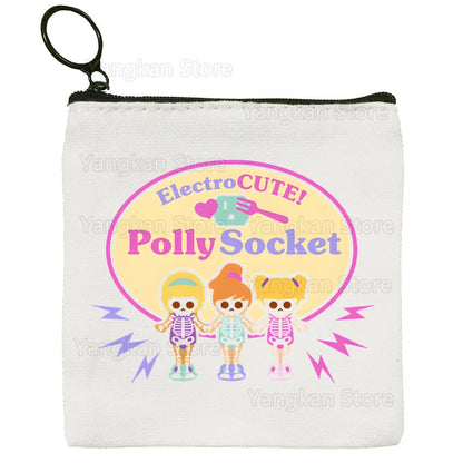 Kawaii Polly Pocket Bag Pure White Bag Handmade Cloth  Coin Purse Whiteboard Bag Handbag Good Vibrations