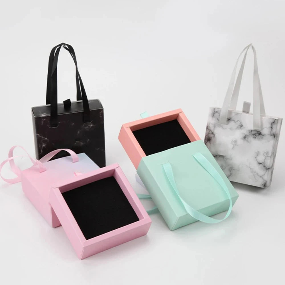 Paper Pull-Out Drawer Jewelry Box Handheld Jewelry Packaging Box Wearing Armor Ring Earring Necklace Storage Gift Box Good Vibrations