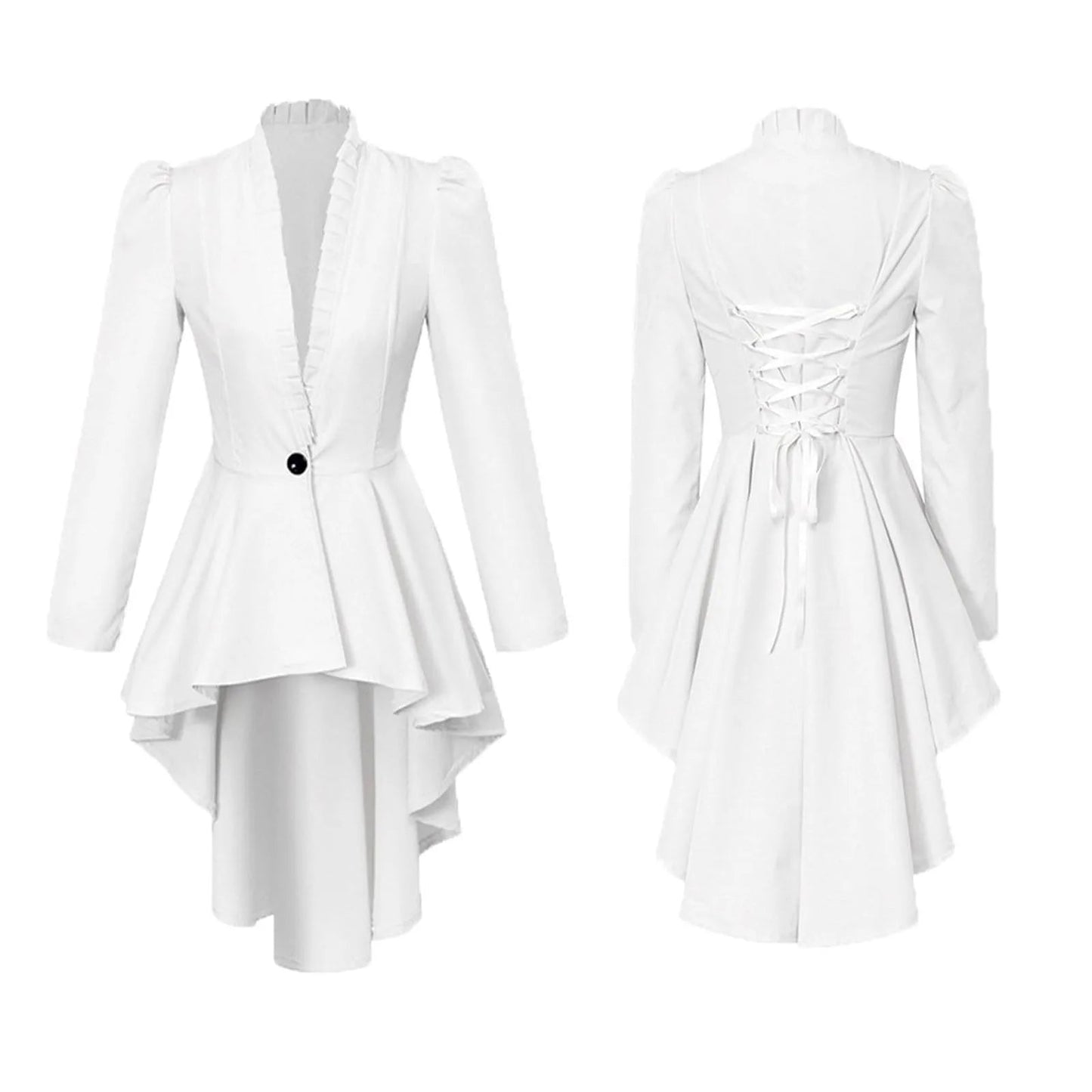 Halloween Carnival Dress Up Party Outfit Coat Medieval Victorian Dress Costume Women Tuxedo Tailcoat Gothic Steampunk Trench Hem Good Vibrations