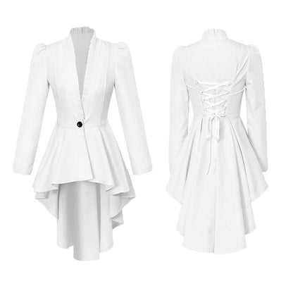 Halloween Carnival Dress Up Party Outfit Coat Medieval Victorian Dress Costume Women Tuxedo Tailcoat Gothic Steampunk Trench Hem Good Vibrations