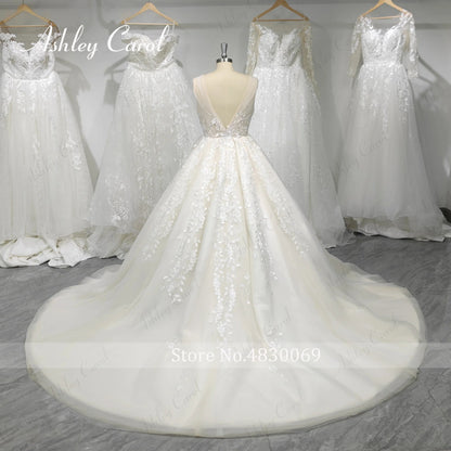 LOUIS NOVIAS  Wedding Dress For Women Elegant Backless Beaded Flowers Embroidery Sleeveless Wedding Gown Vestidos De Novia Good Vibrations