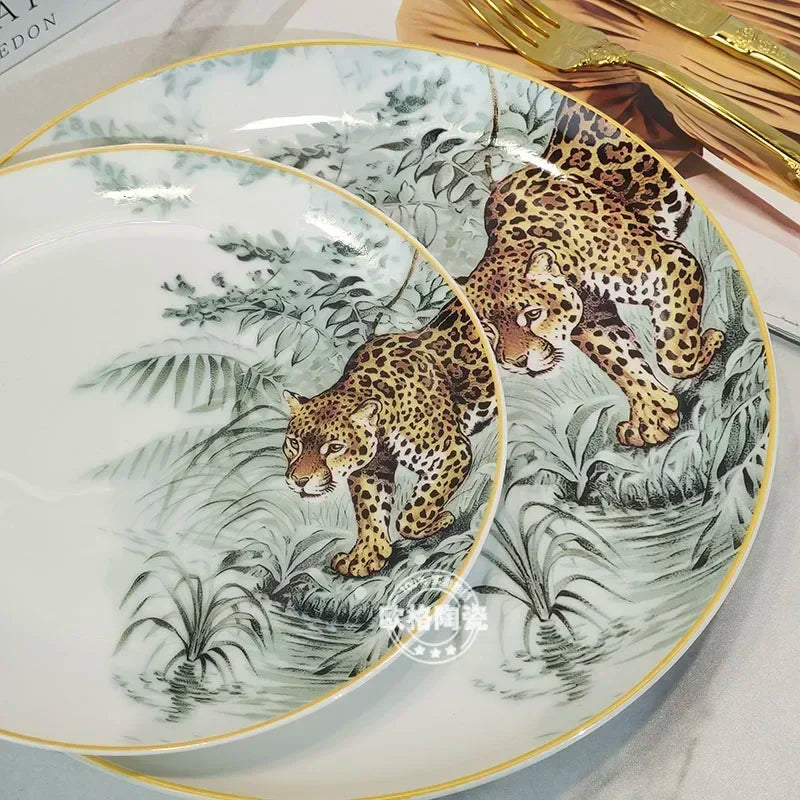 European ceramic western dinner plate, jungle set, steak plate, Coffee cup, afternoon , personalized gift set Good Vibrations
