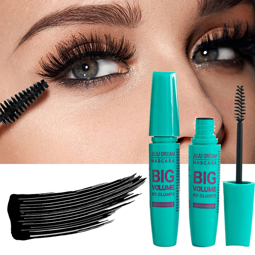 Black Mascara Thickening - Long-Lasting, Volumizing , Fiber Formula with 360° Spiral Brush Waterproof Liquid Fiber Mascara Good Vibrations