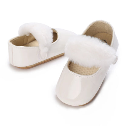 White Spring and Autumn 0-18M Baby Cute Bow Princess Shoes Casual PU Soft Rubber Bottom Anti slip Princess Shoes Walking Shoes Good Vibrations