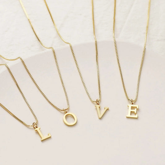 A-Z Initial Necklace 18K Gold Plated Necklace Cute Letter Stainless Steel Necklace for Women Good Vibrations