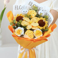 Teachers' Day Gift Bouquet Cross-border Finished Product Hand-knitted Wool Large Opening Tulip Simulation Flower Wholesale Good Vibrations