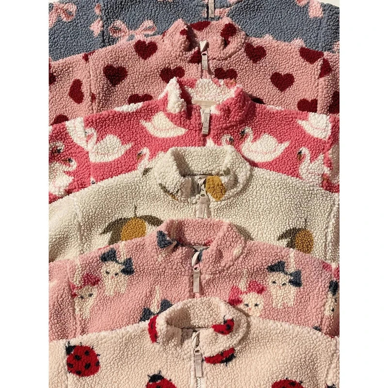 Coat Girl Cotton-padded Clothes KS 2025 Winter New Children's Lamb Wool Coat Boys Winter Jacket Outerwear Children's Clothing Good Vibrations