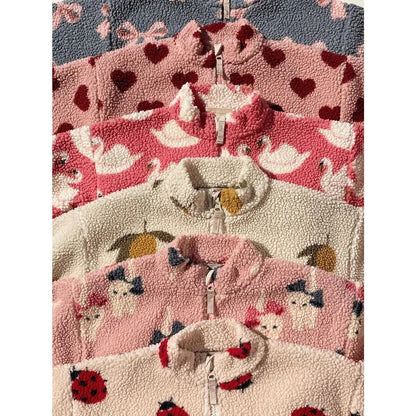 Coat Girl Cotton-padded Clothes KS 2025 Winter New Children's Lamb Wool Coat Boys Winter Jacket Outerwear Children's Clothing Good Vibrations