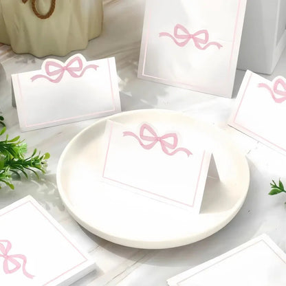 20pcs Pink Bow Seat Card Wedding Guest Name Seat Card Birthday Party Desktop Decoration Gift Card，Tea Party decoration supplies Good Vibrations