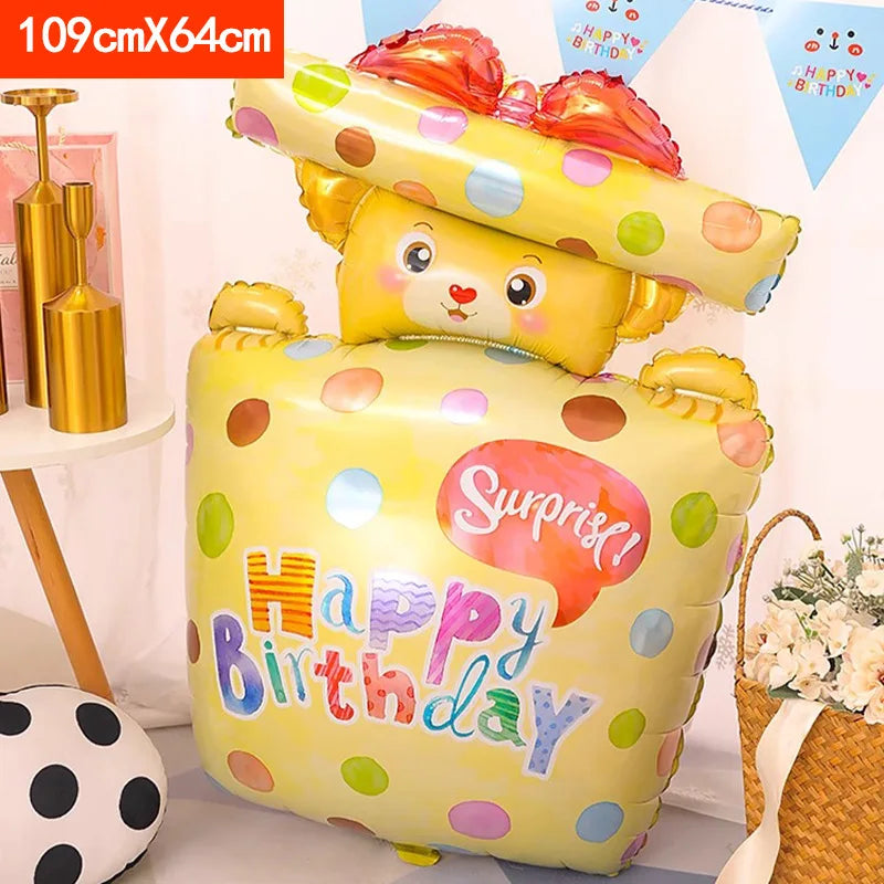 Happy Birthday Cake Aluminum Film Balloons Photo Props Supply Children Baby Birthday Party Decoration Sweet Photos Taking Ballon Good Vibrations