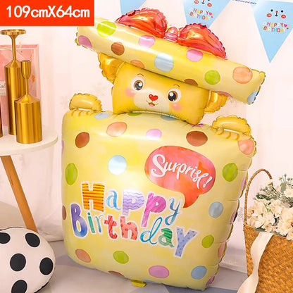 Happy Birthday Cake Aluminum Film Balloons Photo Props Supply Children Baby Birthday Party Decoration Sweet Photos Taking Ballon Good Vibrations