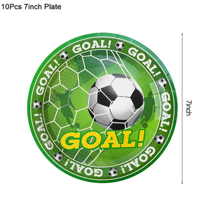 Soccer Party Disposable Tableware Paper Plates Cups Napkins Tablecloth Kids Boys Football Birthday Party Decoration Supplies Good Vibrations