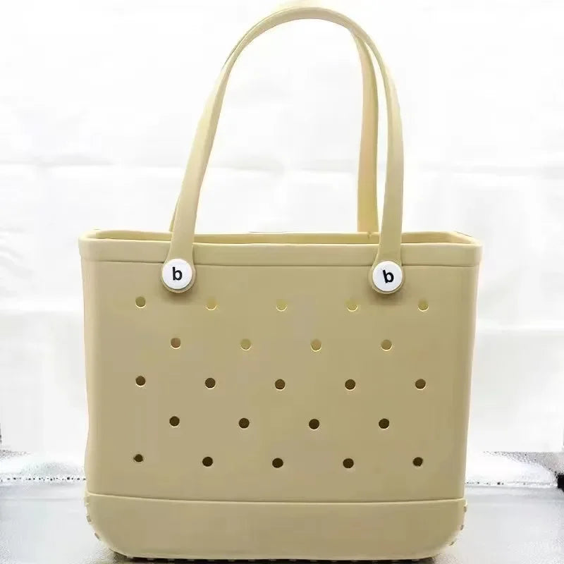 XL Extra Large Beach Bag EVA Rubber Waterproof Beach Travel Picnic Storage Basket Women Shopping Handbag Sac Jelly Tote Bag Good Vibrations