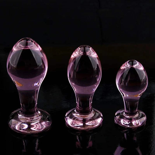 Pink Crystal Glass Butt Plug for Women's Anal and Pleasure
