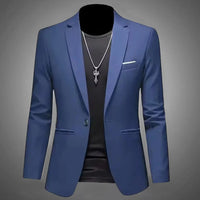 Men's Trendy Leisure Boutique Suit Jacket  Autumn Casual Business Slim Fit Non-ironing Single Button Suit Solid Formal Blouse Good Vibrations