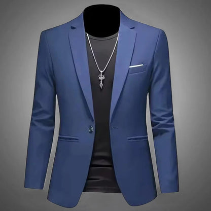 Men's Trendy Leisure Boutique Suit Jacket  Autumn Casual Business Slim Fit Non-ironing Single Button Suit Solid Formal Blouse Good Vibrations