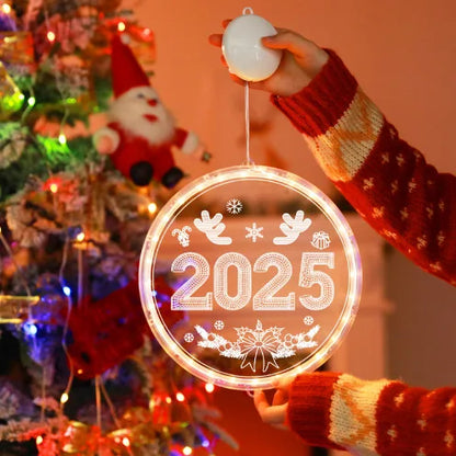 Merry Christmas LED Fairy Lights Santa Claus Elk Living Doors Windows Decoration New Year Gift 2025 Christmas Tree Hanging Light Good Vibrations