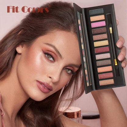 Fit Coiors 12 Color Eyeshadow Series--Best Pro Matte Pearlescent Highlight Eyeshadow Palette Makeup For Women Good Vibrations
