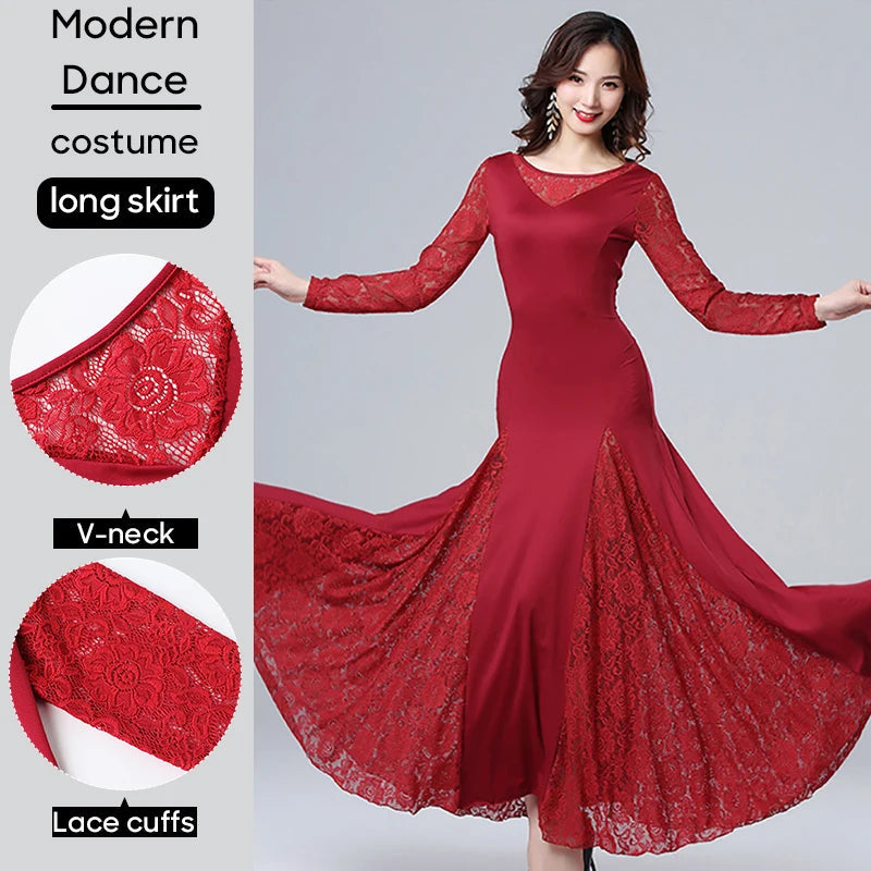 Modern Dance Costumes Long Skirt Wearing Outfit for Adult Women Stage Performance Dancing Suit Costume Practice Clothes Good Vibrations