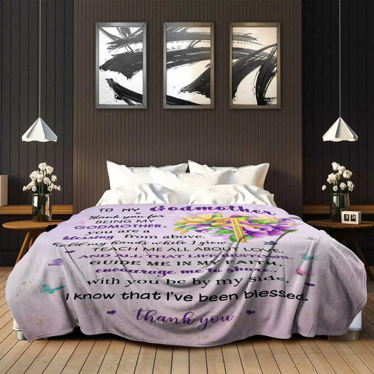 Christian godmother gift blanket, best birthday gift for godmother from godson/goddaughter. Good Vibrations