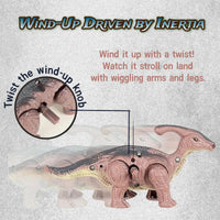 A Gift Set Of Dinosaur Toys, Running Mechanical Animal Toy That Walks Automatically When Wound Up. Birthday Gift For Children. Good Vibrations